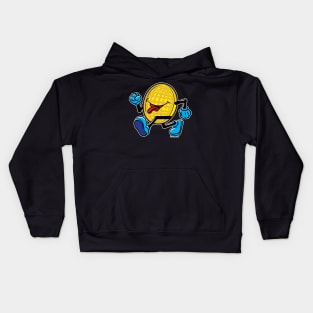 Happy Smiling Waffle Mascot strutting by Kids Hoodie